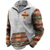 Men's Vintage Ethnic Print Zip Stand Collar Sweatshirt