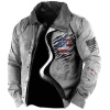 Men's Vintage American Flag Print Leather Collar Tactical Jacket