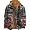 Men's Vintage Ethnic Print Thermal Hooded Casual Jacket