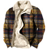 Men's Winter Warm Plaid Wool Collar Jacket