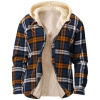 Mens Plaid Thick Plush Casual Jacket