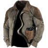 Men's Vintage Contrast Panel Deerskin Jacket
