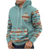 Men's Vintage Ethnic Print Hooded Sweatshirt