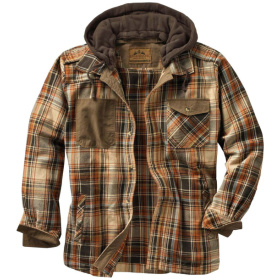 Men's Detachable Hat Winter Plaid Thick Casual Jacket