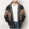 Mens Retro Suede Patchwork Polar Fleece Jacket