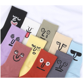 Female Middle Tube Funny Expression Socks