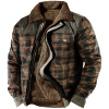 Men's Retro Check Pattern Stitching Fleece Warm Wanderer Jacket