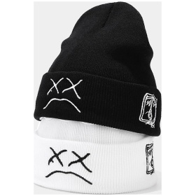 Sad Boy Face Hip Hop Knitted Beanies Hat For Winter