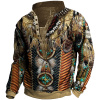 Native American Culture 3D Printed Henley Collar Long Sleeve Sweatshirt